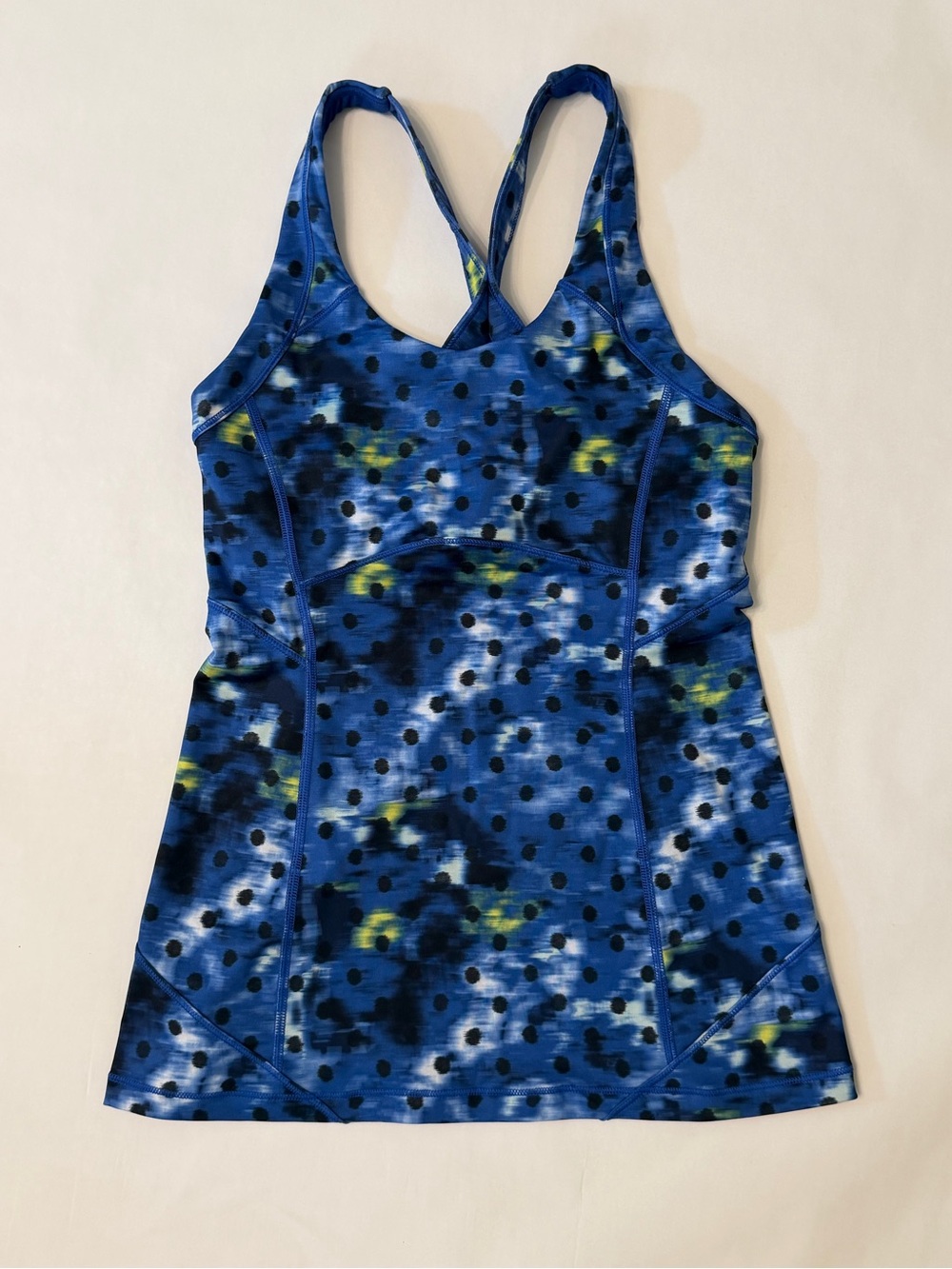 Lululemon Power Y Tank Top *Luon - Blue Polka Dot Abstract Floral - Size 4